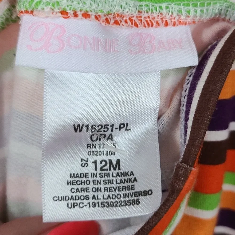 Bonnie Jean 12M Fall Stripe Bell Bottom Pants Ruffle Groovy Fall Halloween Baby